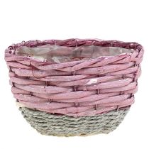 Cesta redonda set de 3 Ø14cm - 24cm rosa, natural