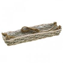 Artículo Cesta para colgar, cesta colgante, macetero trenzado color natural, blanco lavado L43.5cm
