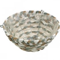 Artículo Cesta de plantas para colgar, cesta de flores trenzada blanco, gris, natural H16cm Ø30cm