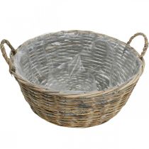 Artículo Cesta grande de mimbre con asas, color blanco natural, macetero XL de estilo rústico, cesta decorativa para plantas y almacenaje, Ø51cm