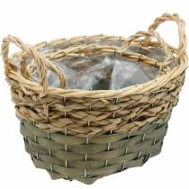 Artículo Cesta trenzada cesta de plantas ovalada natural, gris 29/24cm juego de 2