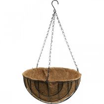 Artículo Cesta de plantas para colgar, cesta colgante de metal, fibra de coco natural, negro H15cm Ø30.5cm