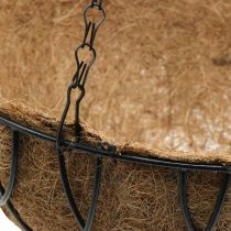 Cesta de plantas para colgar, cesta colgante de metal, fibra de coco natural, negro H15cm Ø30.5cm