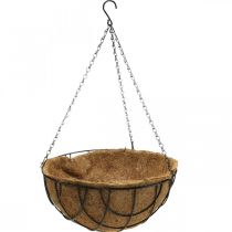 Cuenco para colgar, cesta colgante fibras de coco, metal natural, negro H16,5cm Ø35cm
