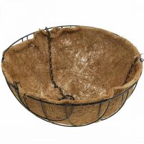 Artículo Cesta colgante, cuenco para plantas de fibra de coco metal natural, negro H20.5cm Ø40.5cm