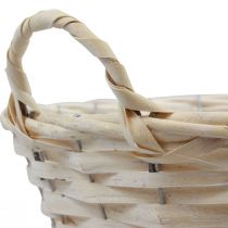 Artículo Cesta con asas, cesta de madera aglomerada, cesta para plantas, blanca, vintage, decorativa, Ø35cm