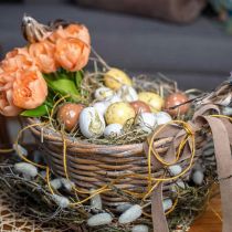 Cesta con asas, macetero, concha de mimbre natural, blanco lavado H15cm Ø35cm