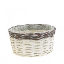 Artículo Cesta decorativa redonda para plantar maceta blanca, marrón Ø20cm