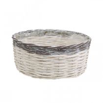 Artículo Cesta decorativa redonda blanca, cesta de plantas trenzada marrón Ø29cm