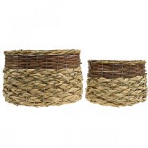 Artículo Cesta de mimbre Cuenco para plantas de mimbre natural Natural L30/22cm H20/17cm Juego de 2
