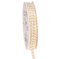 Artículo Cordón de algodón cinta de algodón oro y crema 7mm 15m