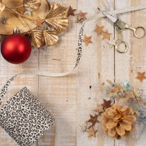Artículo Cinta de regalo con estampado de leopardo para decoración creativa, cinta rizada de 10 mm y 100 m.