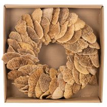 Artículo Corona de hongos de árbol, color natural, para decoración de puertas o paredes, 37 cm.