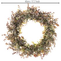 Artículo Corona de eucalipto artificial, decoración otoñal, redonda, 45 cm.