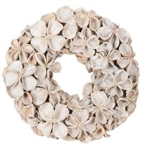 Artículo Corona con flores de loto, decoración natural, flores secas, 35 cm