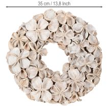 Artículo Corona con flores de loto, decoración natural, flores secas, 35 cm