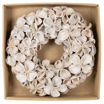 Artículo Corona con flores de loto, decoración natural, flores secas, 35 cm