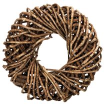 Artículo Corona hecha de ramitas naturales, corona redonda de ratán para manualidades, 35 cm