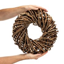 Artículo Corona hecha de ramitas naturales, corona redonda de ratán para manualidades, 35 cm
