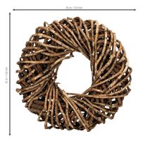 Artículo Corona hecha de ramitas naturales, corona redonda de ratán para manualidades, 35 cm