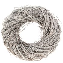 Artículo Corona de olmo blanca decorativa, corona natural blanqueada, Ø25 cm