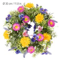 Artículo Corona de flores artificiales de primavera para decoración de puerta de entrada, 30 cm