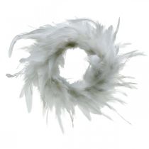 Corona de plumas blanca pequeña Ø11cm Decoración de Pascua plumas reales