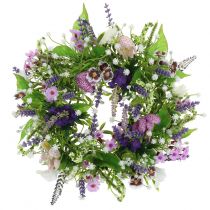 Corona damero flor/lavanda/lila Ø28cm