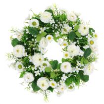 Guirnalda de flores deco blanco Bellis corona de puerta flores de seda Ø30cm