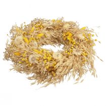 Artículo Corona decorativa corona de avena corona natural flores de paja amarillo Ø29cm