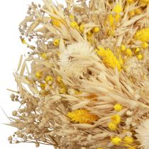 Artículo Corona decorativa, corona de avena, corona natural, siemprevivas, amarillas, Ø29cm