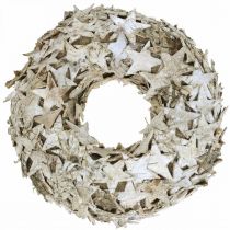 Decoración corona estrellas corteza de abedul decoración de mesa adviento abedul Ø25cm