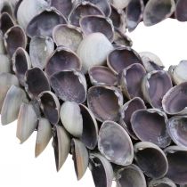 Corona de conchas, conchas naturales chippy moradas, anillo de conchas Ø25cm