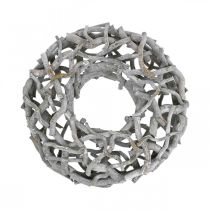 Artículo Corona decorativa, corona de madera, gris encalado, sacacorchos sauce Ø40cm
