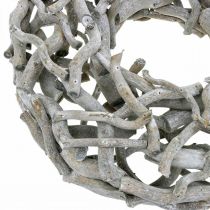 Artículo Corona decorativa, corona de madera, gris encalado, sacacorchos sauce Ø40cm