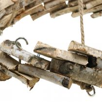 Corona de madera para colgar con gancho abedul natural Ø35cm