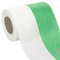 Artículo Cinta de moiré para coronas, 125 mm x 25 m, en verde y blanco, cinta tejida en tafetán, cinta nacional, cinta decorativa.