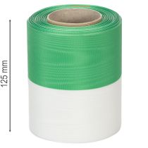 Artículo Cinta de moiré para coronas, 125 mm x 25 m, en verde y blanco, cinta tejida en tafetán, cinta nacional, cinta decorativa.