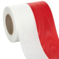 Artículo Cintas de corona moiré blancas y rojas de 100 mm