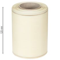 Artículo Cinta para coronas color crema con borde dorado, supersatinada, 125 mm de ancho, 25 m de largo - Impermeable, ideal para impresión por ordenador y respetuosa con el medio ambiente.