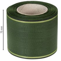 Artículo Cinta de corona verde oscuro con borde dorado, 75 mm de ancho, 25 m de largo - Ideal para cintas funerarias y arreglos florales.