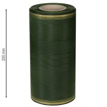 Artículo Cinta decorativa de moiré para coronas, 200 mm, verde oscuro con borde perlado y tejido de tafetán. Cinta decorativa para celebraciones y arreglos florales funerarios, 25 m.