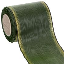 Artículo Cinta para corona moiré verde oscuro 100 mm cinta decorativa de tafetán