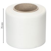 Artículo Cinta blanca para coronas, de alta calidad, 75 mm x 25 m: cinta decorativa para floristería y servicios funerarios, ideal para impresión.