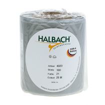 Artículo Cinta de satén para coronas, plateada, 100 mm de ancho, 25 m de largo, para coronas funerarias, coronas conmemorativas y aniversarios, resistente a la intemperie y compostable.