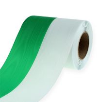 Artículo Guirnalda de cintas Moiré verde-blanco 100mm 25m