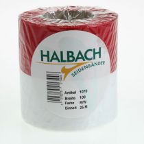 Artículo Cintas de corona de muaré blanco-rojo de 100 mm