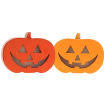 Decoración calabaza con luz 8,5cm 4uds