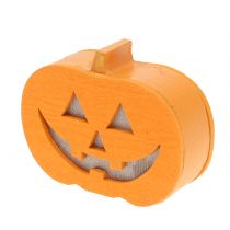 Decoración calabaza con luz 8,5cm 4uds