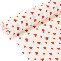Artículo Papel crepé con corazones Crepe de floristería Día de la Madre rojo, blanco 50 × 250cm